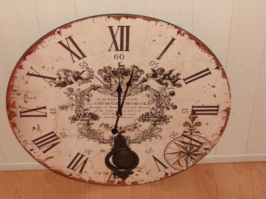 Vintage Cream Pendulum Large Wall Clock Chicy Rachael