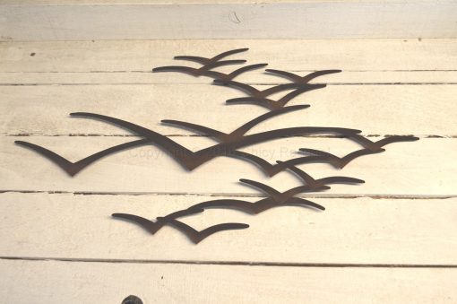 Brown Metal Seagulls In Flight Wall Art