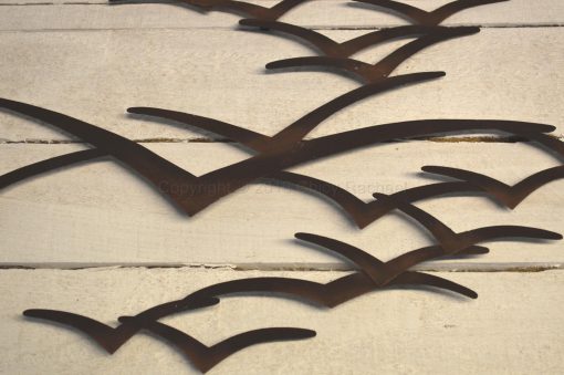Brown Metal Seagulls In Flight Wall Art 3