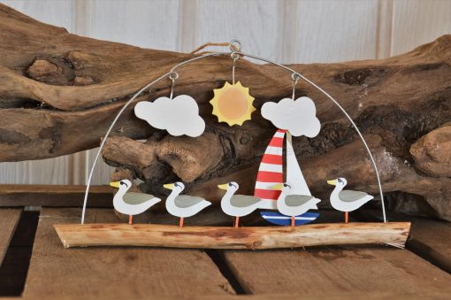 Cool Dude Seagull Standing On Driftwood Hanging Decoration 1