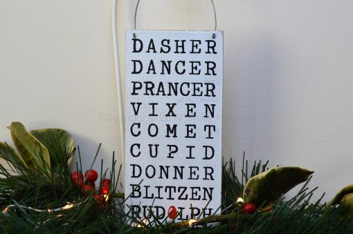 White Reindeer Name Mini Sign