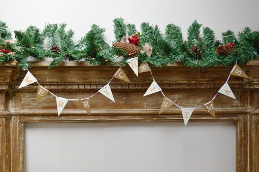 Gold And White Merry Christmas Flag Bunting