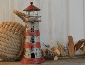 Red Lighthouse Tea Light Holder