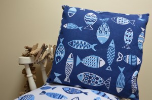 Funky Fish Blue Cushion