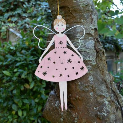 Pink Wooden Hanging Fairy