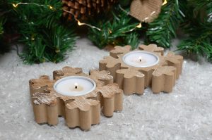 Wooden Snowflake Tea Light Holder 1