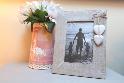 Wooden Photo Frame With Wooden Hearts 2