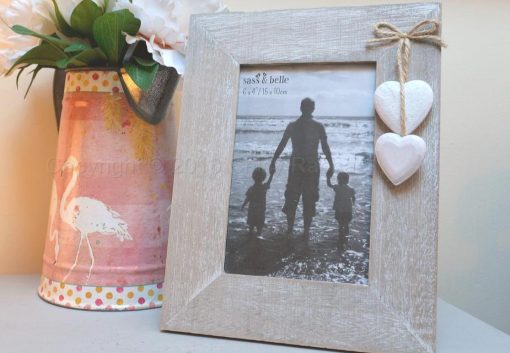 Wooden Photo Frame With Wooden Hearts