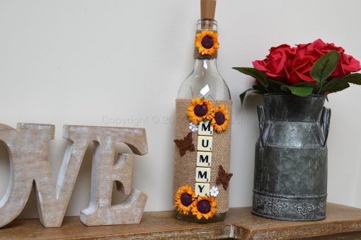 Handmade Sunflower Mummy LED Light Up Bottle