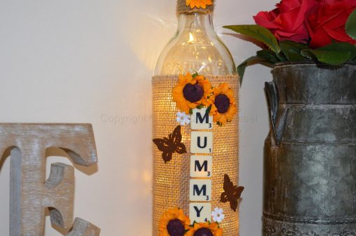 Handmade Sunflower Mummy LED Light Up Bottle
