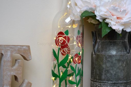 Handmade Rose LED Light Up Bottle