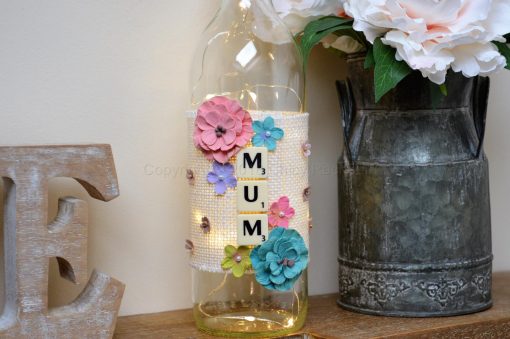 Handmade Floral Mum Light Up Bottle