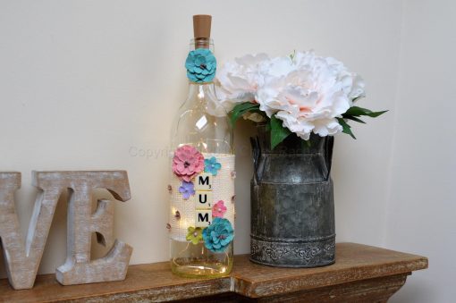 Handmade Floral Mum Light Up Bottle