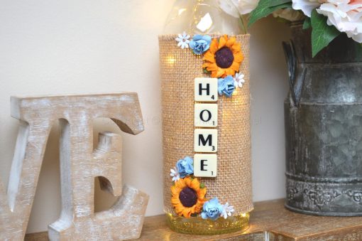 Handmade Sunflower Home LED Light Up Bottle