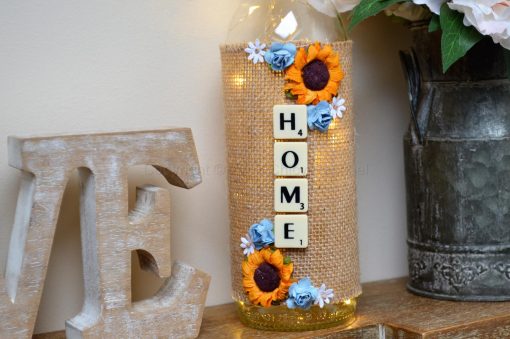 Handmade Sunflower Home LED Light Up Bottle