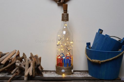 Handmade Beach Hut LED Light Up Bottle