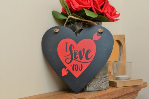 Handmade "I Love You" Hanging Black Heart