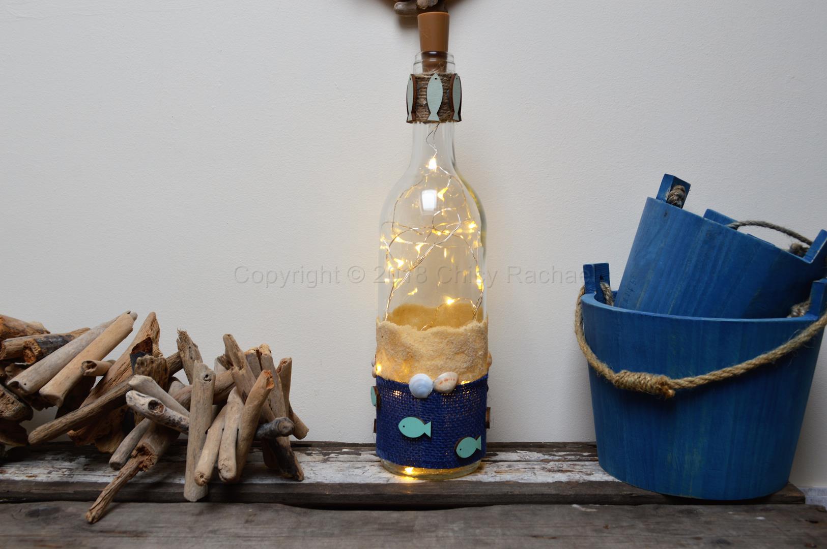 Handmade Sea And Beach Themed LED Light Up Bottle Chicy