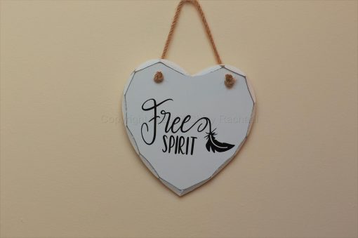 Handmade "Free Spirit" Painted Wooden Hanging Heart