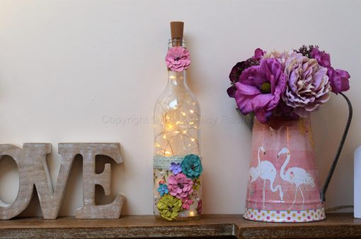 Handmade Vibrant Floral LED Light Up Bottle