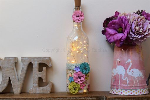 Handmade Vibrant Floral LED Light Up Bottle