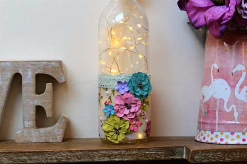 Handmade Vibrant Floral LED Light Up Bottle