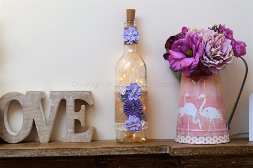 Handmade Purple Floral LED Light Up Bottle