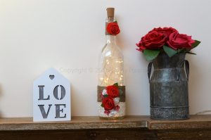 Handmade Red Rose LED Light Up Bottle