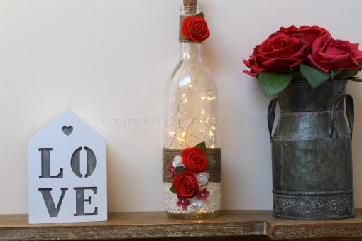 Handmade Red Rose LED Light Up Bottle