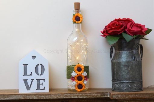 Handmade Sunflower LED Light Up Bottle