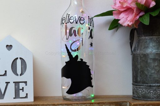 Handmade Unicorn Head LED Light Up Bottle Multi Coloured
