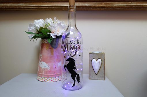 Handmade Unicorn LED Light Up Bottle Purple