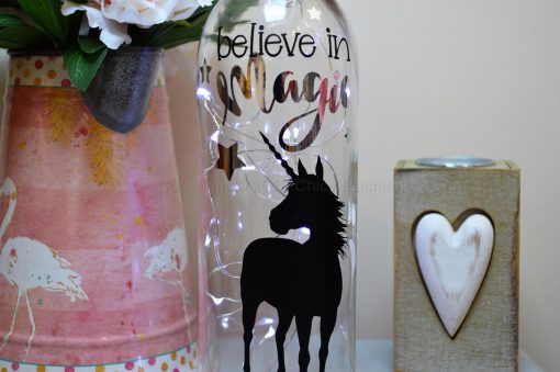 Handmade Standing Unicorn LED Light Up Bottle White