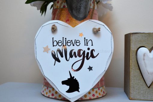 Handmade Believe In Magic Hanging Heart
