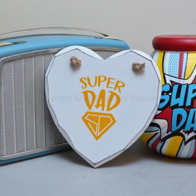 Handmade Yellow Super Dad Hanging Heart
